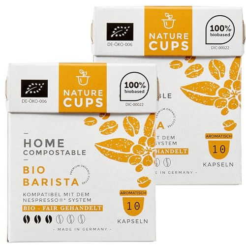 NATURE CUPS | Kaffeekapseln kompostierbar | kompatibel mit Nespresso | Bio Barista 2 x 10er Box von NATURE CUPS