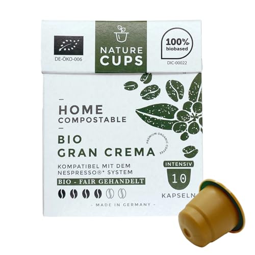 NATURE CUPS | Kaffeekapseln kompostierbar | kompatibel mit Nespresso | Bio Gran Crema 10er Box von NATURE CUPS