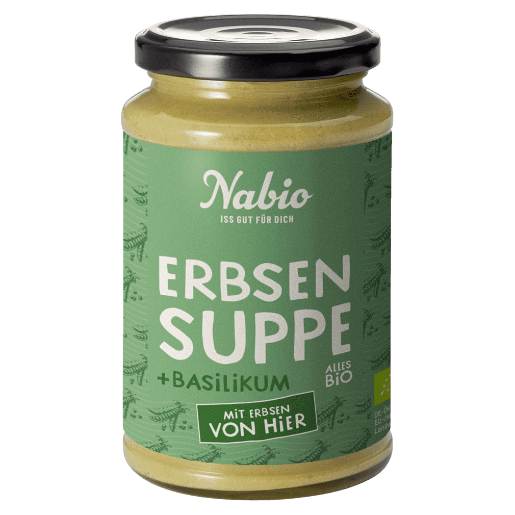 Bio Erbsensuppe mit Basilikum von NAbio