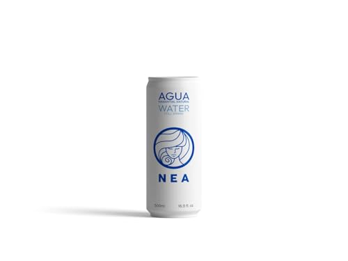 Mineralwasser. NEA-Dosenwasser. Natürliches Mineralwasser – Packung mit 12 Einheiten x 50 cl. Wasser in einer Schachtel mit 12 50-cl-Dosen. Mineralwasser aus der Dose. Mineralwasserpackung 12. von NEA