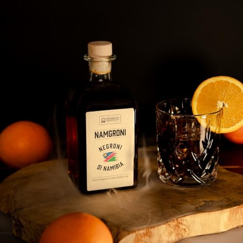 Negroni di Namibia - trinkfertiger italienischer Cocktail - Aperitif - holzfassgereift - aus München Giesing von NEGRONI MANUFAKTUR VEREDELT IM HOLZFASS