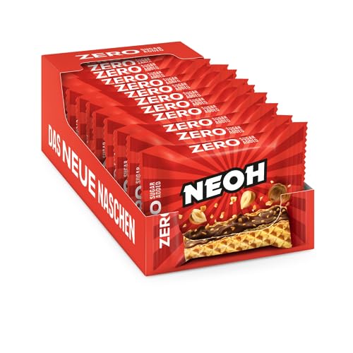 NEOH Low Carb Waffeln Haselnuss Schokolade - 1 g Zucker / 95 kcal - Ohne Zuckerzusatz - 21 g (12er Pack) - Hazelnut | Die neue Alternative zu traditionellen Süßigkeiten von NEOH