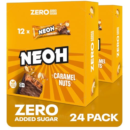 NEOH Vegan Low-Carb Keto Karamell-Nuss & Schokoladenriegel – Ohne Zugesetzten Zucker, Verführerisches Karamell & Knusprige Nüsse, Köstlich Reichhaltige Schokolade, 28g pro Riegel, Packung mit 24 von NEOH