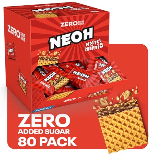 NEOH Low Carb Waffeln Haselnuss Schokolade - Ohne Zuckerzusatz - Keto-freundlich, Low-Carb, ballaststoffreich - Hazelnut Crunch Minis | 80 x 11g von NEOH