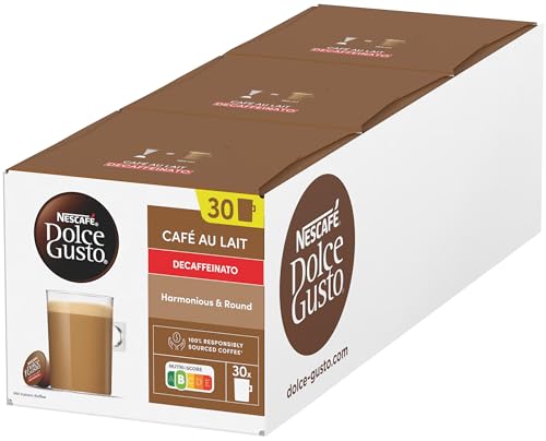 NESCAFÉ DOLCE GUSTO Café au Lait Decaffeinato Kaffeekapseln 3er Vorratspack (3 x 30 Portionen) von NESCAFÉ DOLCE GUSTO