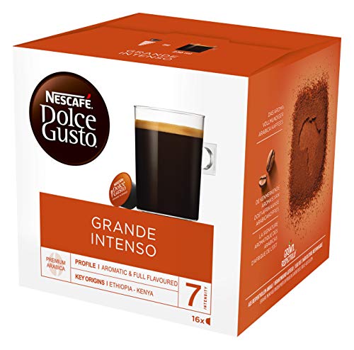 NESCAFÉ Dolce Gusto Grande Intenso, 16 Kaffeekapseln (Arabica Bohnen aus Ostafrika und Südamerika, Haselnussbraune Crema, Aromaversiegelte Kapseln) 1er Pack (1 x 16 Kapseln) von NESCAFÉ DOLCE GUSTO