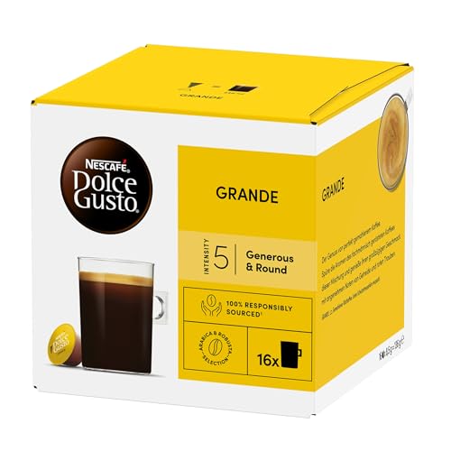 NESCAFÉ Dolce Gusto Grande Kaffee | 16 Kaffeekapseln | Arabica & Robusta Selektion | Feine Crema und kräftiges Aroma | Schnelle Zubereitung | Aromaversiegelte Kapseln | 1er Pack (1 x 16 Kapseln) von NESCAFÉ DOLCE GUSTO