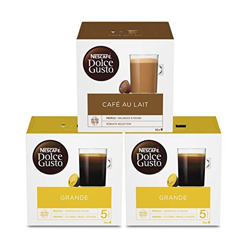 NESCAFÉ Dolce Gusto Kapseln Probierset (Café au Lait, Grande), 48 Getränke aus 48 Kapseln (3 x 16) von NESCAFÉ DOLCE GUSTO