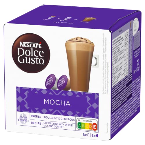 NESCAFÉ Dolce Gusto Mocha | 16 Kapseln | Kaffee aus Arabica Bohnen | hochwertiger Kakao mit Milch | Schnelle Zubereitung | Aromaversiegelte Kapseln | 1er Pack (1 x 16 Kapseln) von NESCAFÉ DOLCE GUSTO