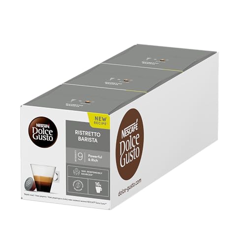 NESCAFÉ Dolce Gusto Ristretto Barista, 48 Kaffeekapseln (Intensität 9, kräftig und vollmundig), 3er Pack (3 x 16 Kapseln) von NESCAFÉ DOLCE GUSTO