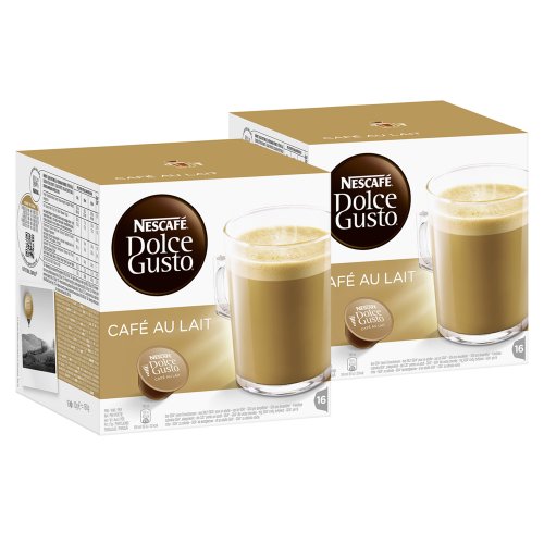 Nescafé Dolce Gusto Café au lait, Kaffee, Milchkaffee, Kaffeekapsel, 2er Pack, 2 x 16 Kapseln von NESCAFÉ DOLCE GUSTO