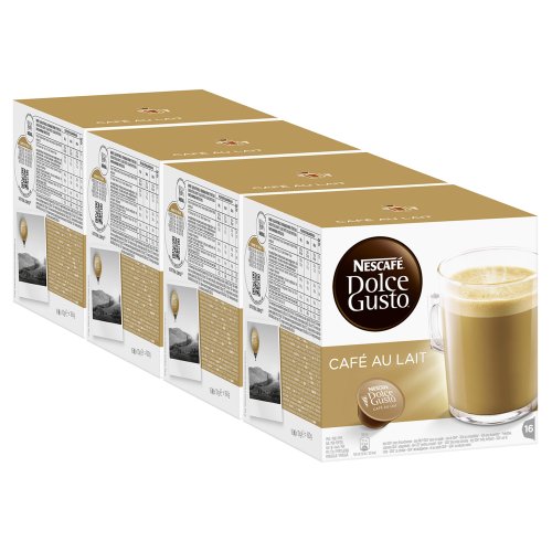 Nescafé Dolce Gusto Café au lait, Kaffee, Milchkaffee, Kaffeekapsel, 4er Pack, 4 x 16 Kapseln von NESCAFÉ DOLCE GUSTO