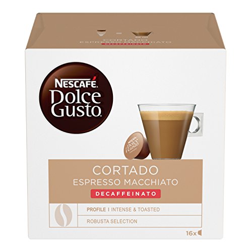 Nescafe Dolce Gusto Cortado Decaffeinato 16 entkoffeinierte Kaffeekapsel, braun von NESCAFÉ DOLCE GUSTO