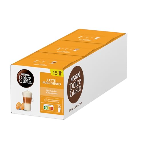 NESCAFÉ DOLCE GUSTO Latte Macchiato Kaffeekapseln 3er Vorratspack (3 x 15 Portionen) von NESCAFÉ DOLCE GUSTO