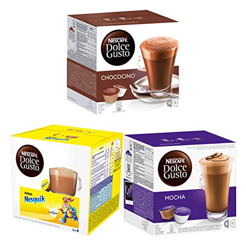 Nescafé Dolce Gusto Chocolate Trio, 3 Sorten, Mocha, Nesquik, Chococino, Schokolade, Kaffee, 48 Kapseln von NESCAFÉ DOLCE GUSTO