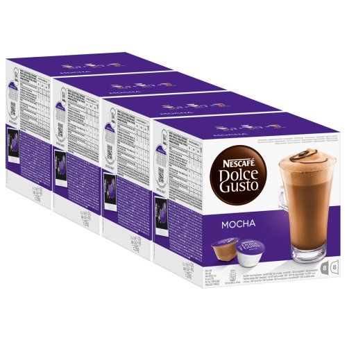 Nescafé Dolce Gusto Mocha, Mokka, Schokolade, Kaffee, Kaffeekapsel, 4er Pack, 4 x 16 Kapseln (32 Portionen) von NESCAFÉ