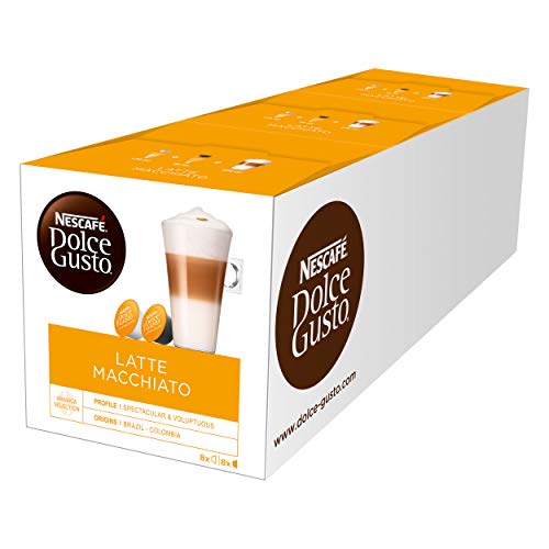 NESCAFÉ Dolce Gusto Latte Macchiato | 48 Kaffeekapseln | Aromatischer Espresso | 3-Schichten -Köstlichkeit aus feinem Milchschaum | Aromaversiegelte Kapseln | 3er Pack (3 x 16 Kapseln) von NESCAFÉ Dolce Gusto