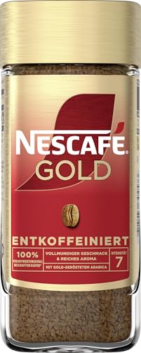 NESCAFÉ GOLD Entkoffeiniert, löslicher Bohnenkaffee, Instant-Kaffee aus erlesenen Kaffeebohnen, vollmundig & aromatisch, koffeinfrei, 1er Pack (1 x 100g) von NESCAFÉ