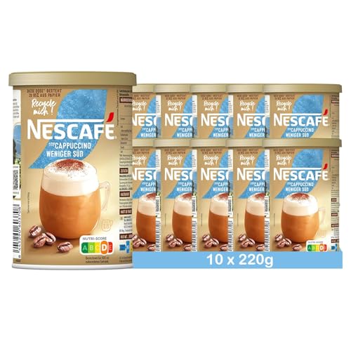 NESCAFÉ GOLD Typ Cappuccino Weniger Süß, Getränkepulver aus löslichem Bohnenkaffee, koffeinhaltig, 10er Pack (10 x 220g) von NESCAFÉ