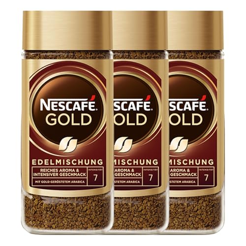 NESCAFÉ Gold Edelmischung, löslicher Bohnenkaffee (3 x 200g) von NESCAFÉ