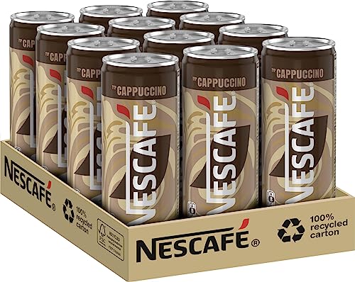 NESCAFÉ Ready-to-drink Typ Cappuccino, trinkfertiger Iced Cappuccino in der Dose für unterwegs, koffeinhaltig, 12er Pack (12 x 250ml) von NESCAFÉ