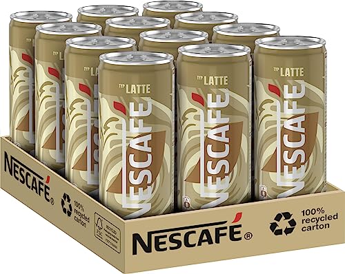 NESCAFÉ Ready-to-drink Typ Latte, trinkfertiger Iced Latte Macchiato in der Dose für unterwegs, koffeinhaltig, 12er Pack (12 x 250ml) von NESCAFÉ