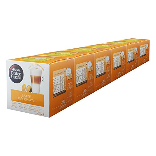 Nescafé Dolce Gusto Latte Macchiato | 96 Kaffeekapseln | Aromatischer Espresso | 3-Schichten -Köstlichkeit aus feinem Milchschaum | Aromaversiegelte Kapseln | 6er Pack (6 x 16 Kapseln) von NESCAFÉ