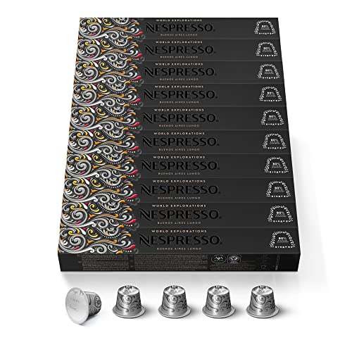 NESPRESSO ORIGINAL Buenos Aires Lungo, Mittlere Röstung, Kompatibel mit ORIGINAL Kaffeemaschinen, Kapsel Set aus 100 Kaffeekapseln von Nespresso