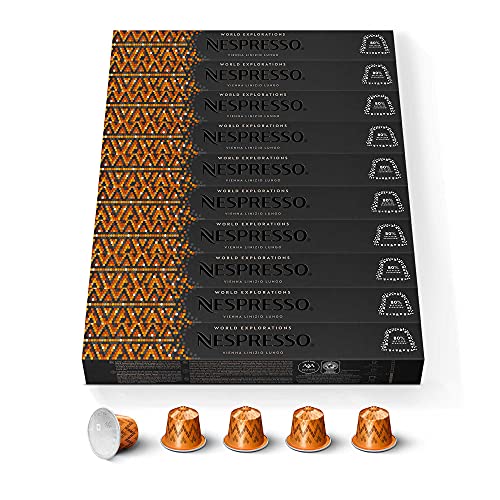 NESPRESSO ORIGINAL Vienna Lungo, Mittlere Röstung, Kompatibel mit ORIGINAL Kaffeemaschinen, Kapsel Set aus 100 Kaffeekapseln von Nespresso