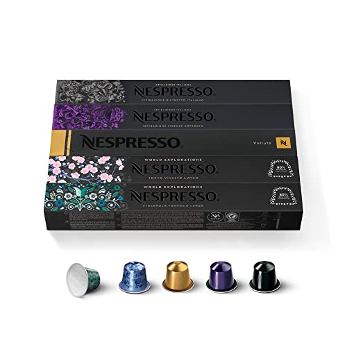 NESPRESSO ORIGINAL, Auswahl an Espresso und Lungo Kaffees, Helle bis dunklere Röstungen, Kompatibel mit ORIGINAL Kapselmaschinen, Kapsel Set aus 50 Kaffeekapseln von Nespresso