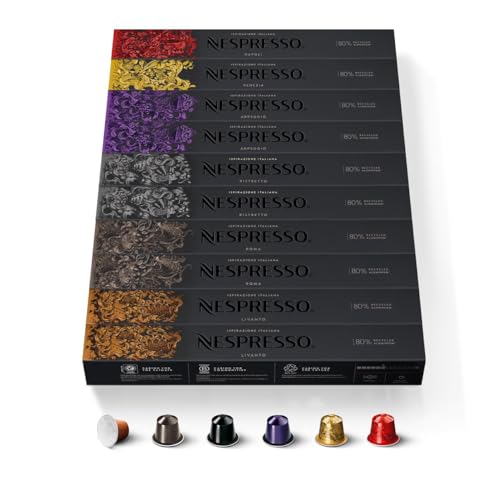 NESPRESSO ORIGINAL Ispirazione Italiana, Mittlere bis dunklere Röstungen, Kompatibel mit ORIGINAL Kapselmaschinen, Ideal für Espresso und Lungo, Kapsel Set aus 100 Kaffeekapseln von Nespresso