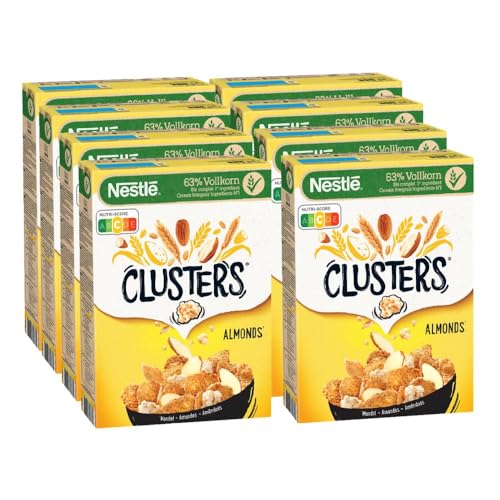 Nestlé Clusters Mandel, Cerealien für ein leckeres Frühstück mit knackigen Mandelblättchen, (8x325g) von NESTLE