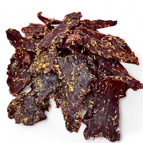 NEW BEER SNACK - Beef Jerky - Trockenfleisch Snacks - Leckeres Knabbereartikel aus Rindfleisch - Jerky Gertrocknet und Gewürzt - Fleisch Scheiben, Französischer Geschmack, 100 g von NEW BEER SNACK