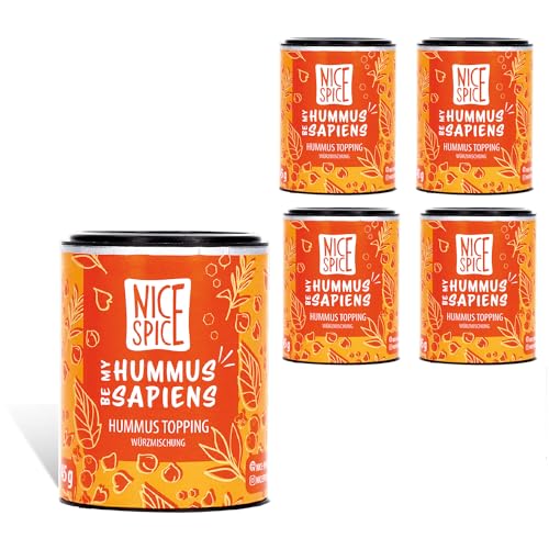 NICE SPICE Hummus Sapiens Gewürz, 5 Dosen (5 x 45g), Perfekt für Hummus, 11 erlesene Zutaten inklusive weißem und schwarzem Sesam sowie Chilipulver, Genuss für Hummus-Liebhaber von NICE SPICE