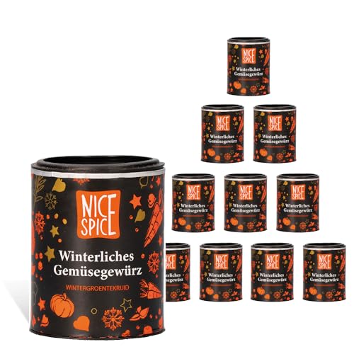 NICE SPICE Winterliches Gemüsegewürz, 10 Dosen (10 x 75g), Gewürzmischung für winterliche Gerichte, Gemüseauflauf, Geschenk für Gourmets, Gewürzvorrat von NICE SPICE