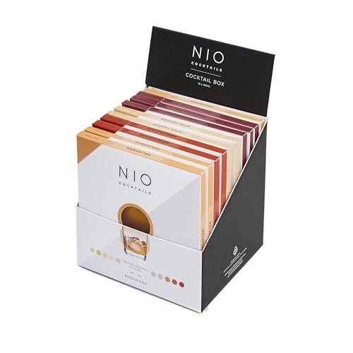 NIO Cocktails - Whisky-Liebhaber-Box, 10 Vorgemischte, Trinkfertige Drinks zu Jeweils 100 ml auf Bourbon Bulleit-Basis (1 Old Fashioned, 2 Manhattan, 1 Boulevardier, 1 Whiskey Sour), 1000 ml von NIO Cocktails