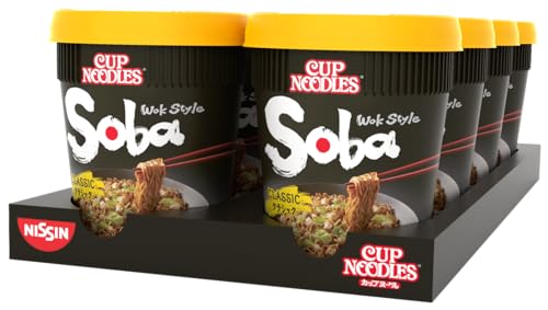 Nissin Cup Noodles Soba Cup – Classic, 8er Pack, Wok Style Instant-Nudeln japanischer Art mit Yakisoba-Sauce und Gemüse, schnell im Becher zubereitet, asiatisches Essen (8 x 90 g) von NISSIN