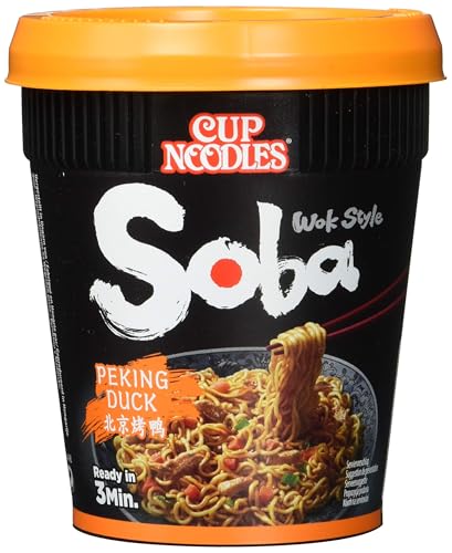 Nissin Cup Noodles Soba Cup – Peking Duck, 6er Pack, Wok Style Instant-Nudeln japanischer Art, mit Würzsauce, Ente & Gemüse, schnell im Becher zubereitet, asiatisches Essen (87 g) von NISSIN