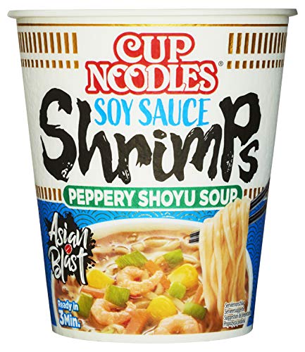 Nissin Cup Noodles – Shrimps, Einzelpack, Soup Style Instant-Nudeln japanischer Art, mit Shrimp-Geschmack, Sojasauce & Gemüse, schnell im Becher zubereitet, asiatisches Essen (1 x 63 g) von Cup Noodles