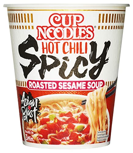 Nissin Cup Noodles – Spicy, Einzelpack, Soup Style Instant-Nudeln japanischer Art, mit Chilis, geröstetem Sesam & Gemüse, schnell im Becher zubereitet, asiatisches Essen (1 x 66 g) von Cup Noodles