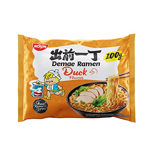 Nissin Demae Ramen – Ente, 10er Pack, Instant-Nudeln japanischer Art, mit Entenfleisch-Geschmack, Knoblauch & asiatischen Gewürzen, schnell & einfach zubereitet, asiatisches Essen (10 x 100 g) von Demae Ramen