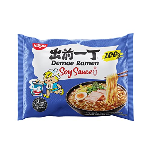 Nissin Demae Ramen – Soy Sauce, 10er Pack, Instant-Nudeln japanischer Art, mit Sojasoße & asiatischen Gewürzen, schnell & einfach zubereitet, asiatisches Essen (10 x 100 g) von NISSIN