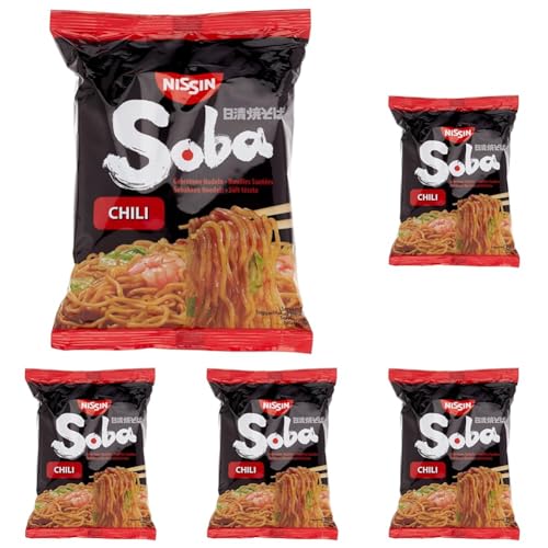 Nissin Gebratene Weizennudeln Chili-Geschmack, 111 g (Packung mit 5) von NISSIN