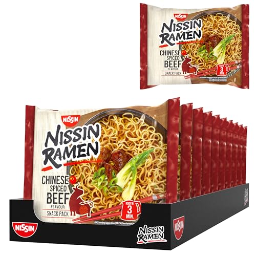 Nissin Ramen - Chinese Spiced Beef, 10er Pack, Instant-Nudeln asiatischer Art, nach chinesischen Rezeptur, schnell & einfach zubereitet, asiatisches Essen (10 x 66,8 g) von Nissin