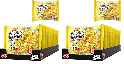 Nissin Ramen - Thai Roasted Chicken, 20er Pack, Instant-Nudeln asiatischer Art, nach thailändischer Rezeptur, schnell & einfach zubereitet, asiatisches Essen (10 x 65 g) von NISSIN