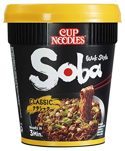 Nissin Noodles Soba Cup – Classic, 1er Pack, Wok Style Instant-Nudeln japanischer Art mit Yakisoba-Sauce und Gemüse, schnell im Becher zubereitet, asiatisches Essen (90 g) von NISSIN