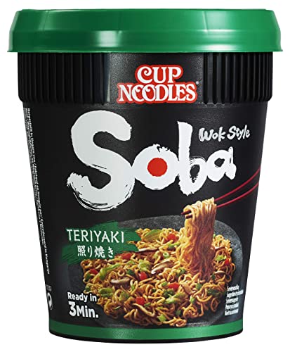 Soba Nissin Cup Noodles– Teriyaki, Wok Style Instant-Nudeln japanischer Art, mit Teriyaki-Sauce und Gemüse, schnell im Becher zubereitet, asiatisch Essen, 90 g (Packung mit 7) von NISSIN