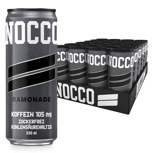 NOCCO Energy drink 24er pack – zuckerfrei, vegan Energy Getränk mit Koffein, Vitaminen und Aminosäuren – Rambutangeschmack, 24 x 330ml inkl. Pfand (Ramonade) von NOCCO