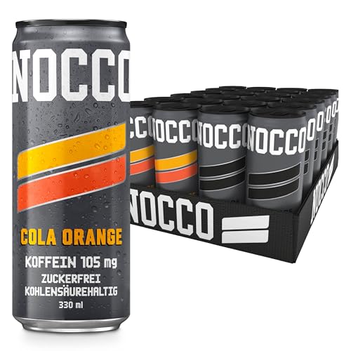 NOCCO energy drink 24er mix pack – zuckerfrei, vegan Energy Getränk mit Koffein & Vitaminen, 24 x 330ml inkl. Pfand (Mischkarton Ramonade/Cola Orange) von NOCCO