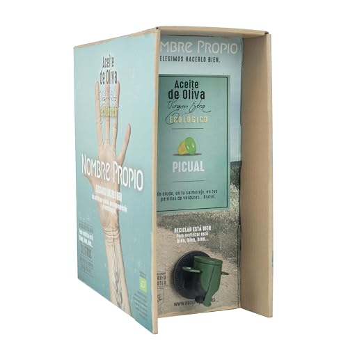 NOMBRE PROPIO Natives Olivenöl Extra Bio – 100% Spanisch – im praktischen Bag-in-Box-Format, 3 L (Picual). Reich an Polyphenolen. Europäische Zertifizierung. | Olivenöl 3 liter | EVOO Picual von NOMBRE PROPIO